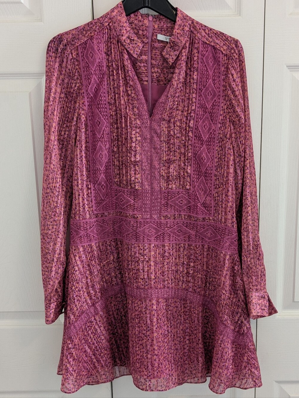 Gorgeous Derek Lam 10 Crosby Metallic and Lace Mini Shift Dress